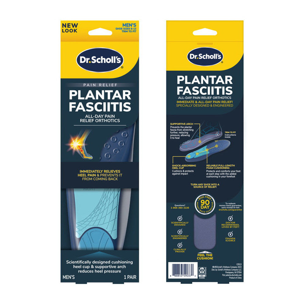 Dr. Scholls Pain Relief Orthotics For Plantar Fasciitis For Men, Size 8-13, 1 Pair